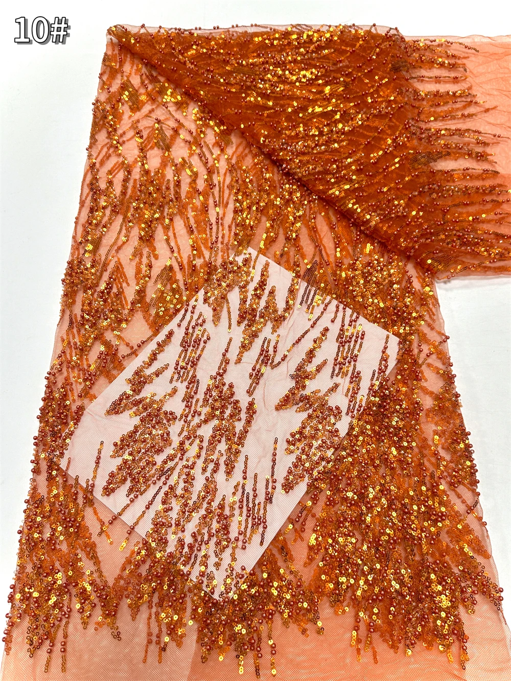 Green Sequin Lace Fabric African Fabric Lace Wedding Dress 2026 Luxury Gold Beaded Lace French Mesh Sequence for Sewing