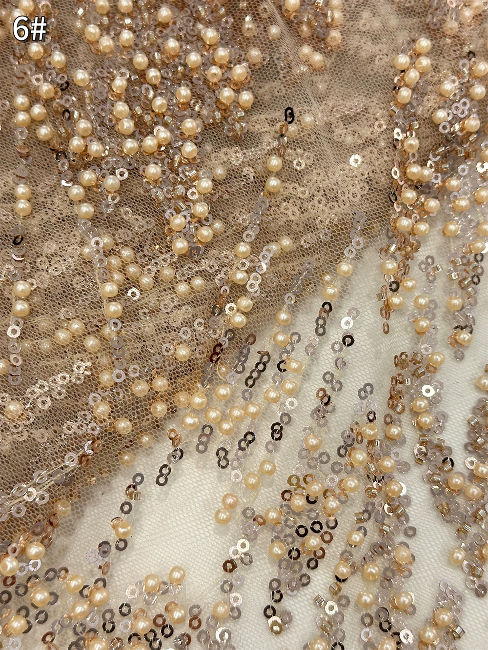Green Sequin Lace Fabric African Fabric Lace Wedding Dress 2026 Luxury Gold Beaded Lace French Mesh Sequence for Sewing