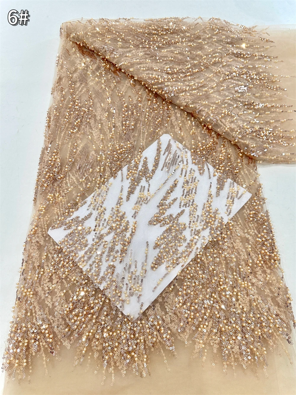 Green Sequin Lace Fabric African Fabric Lace Wedding Dress 2026 Luxury Gold Beaded Lace French Mesh Sequence for Sewing