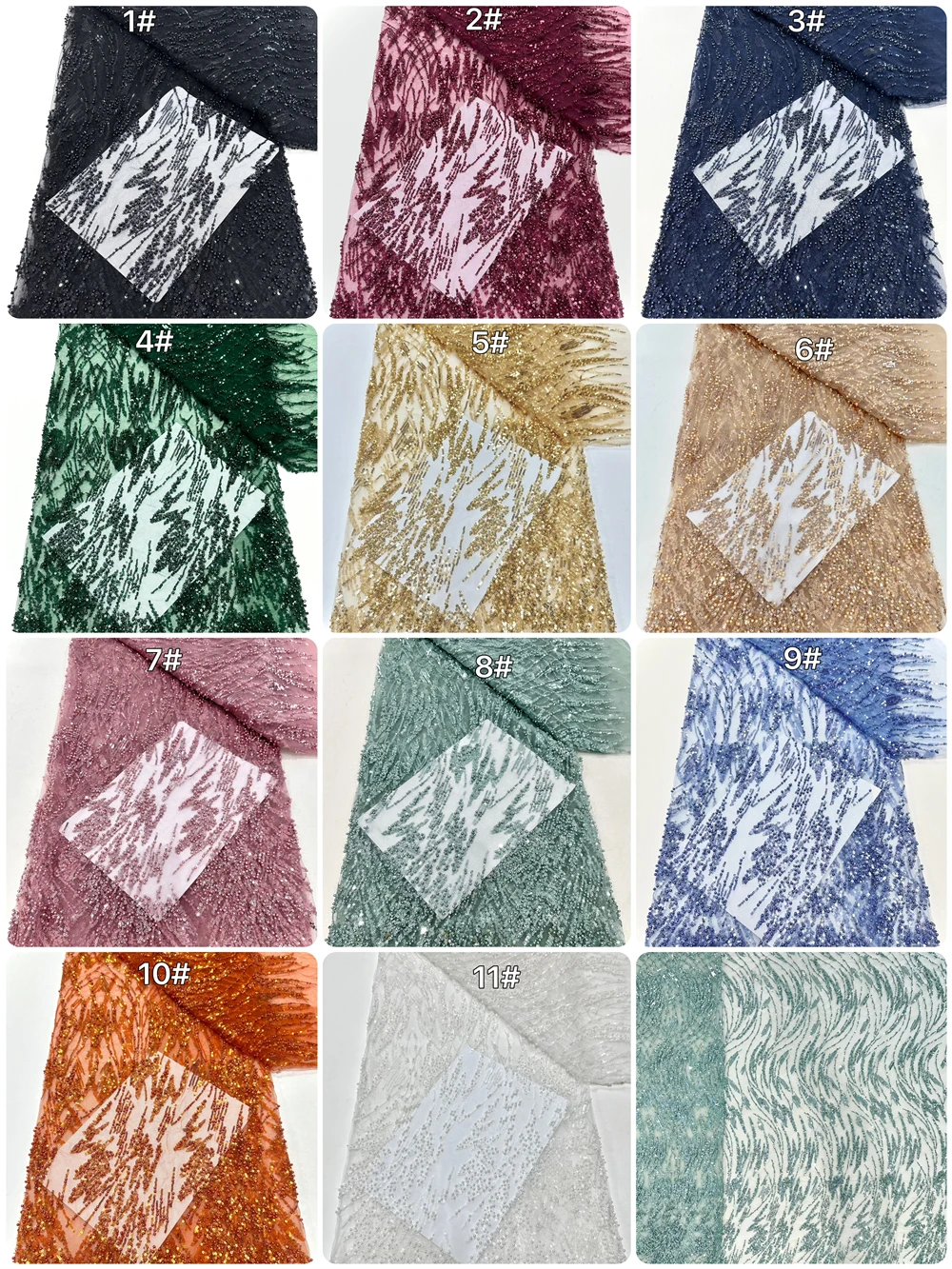 Green Sequin Lace Fabric African Fabric Lace Wedding Dress 2026 Luxury Gold Beaded Lace French Mesh Sequence for Sewing