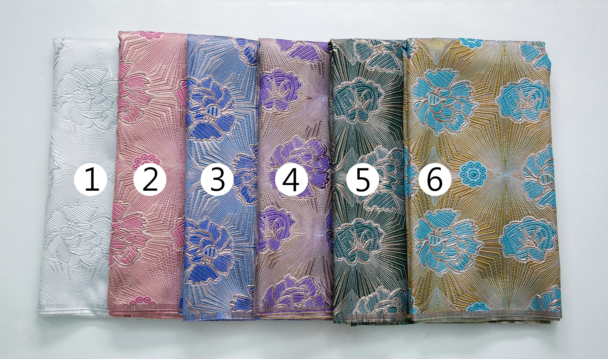 Nigerian Jacquard Lace Fabric 2025 High Quality 5 Yards Gilding African French Brocade Lace Fabric Elegant Dress for Women A4234