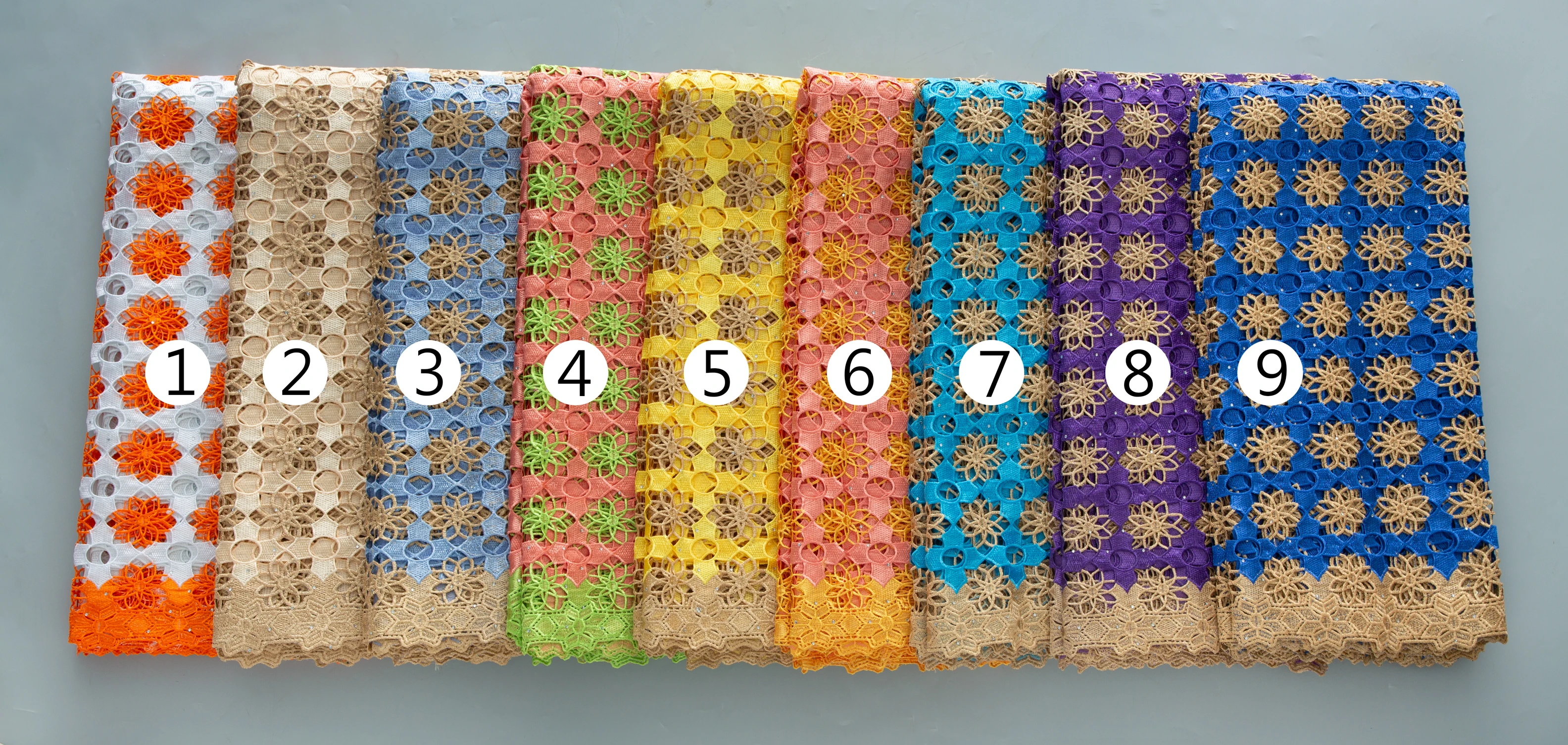 Latest 5 Yards Superb Embroidery Guipure Lace Appliques African Cord Water Soluble Fabric Bridal Sewing Garment Celebrants Wear