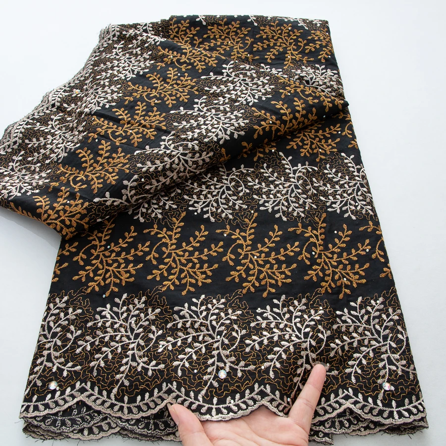 Latest African Dry Cotton Lace Fabric 2025 Hight Qualiry Swiss Voile Lace in Switzerland Lace Fabric Nigeria For Women Dress Sew