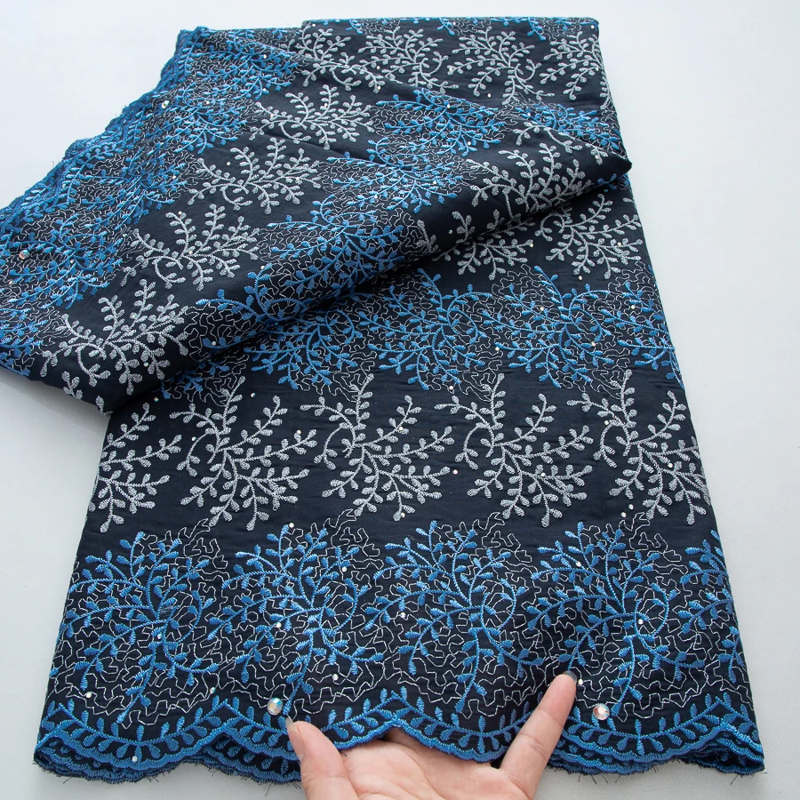 Latest African Dry Cotton Lace Fabric 2025 Hight Qualiry Swiss Voile Lace in Switzerland Lace Fabric Nigeria For Women Dress Sew