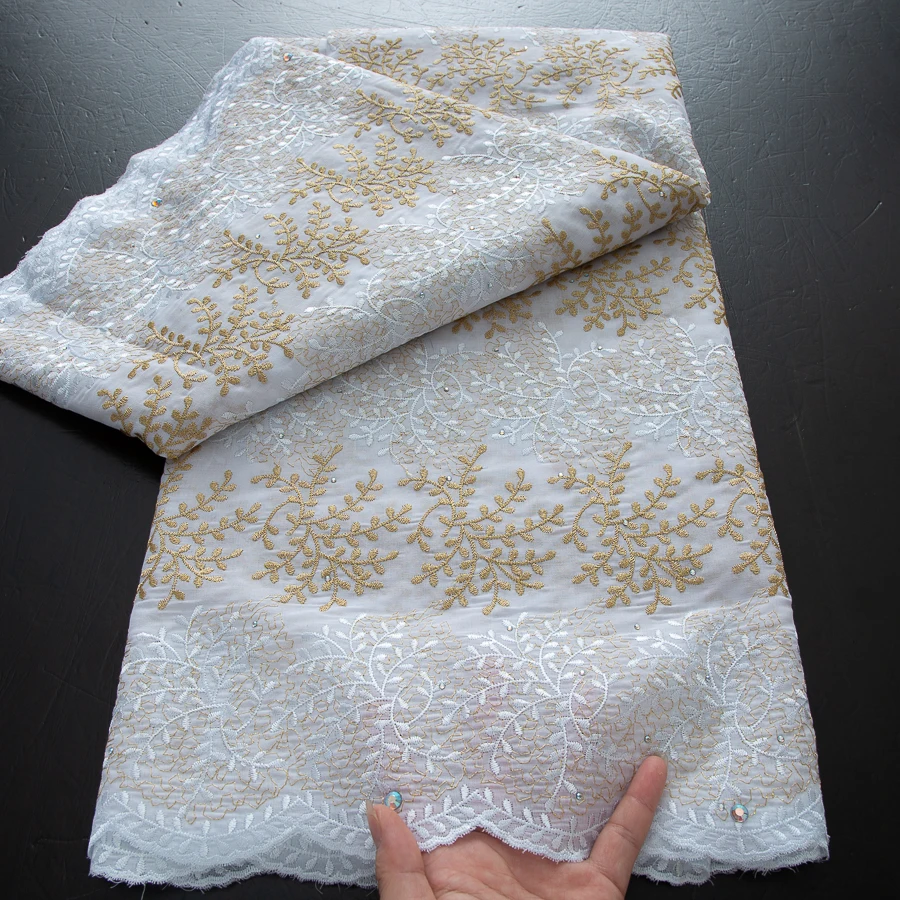 Latest African Dry Cotton Lace Fabric 2025 Hight Qualiry Swiss Voile Lace in Switzerland Lace Fabric Nigeria For Women Dress Sew