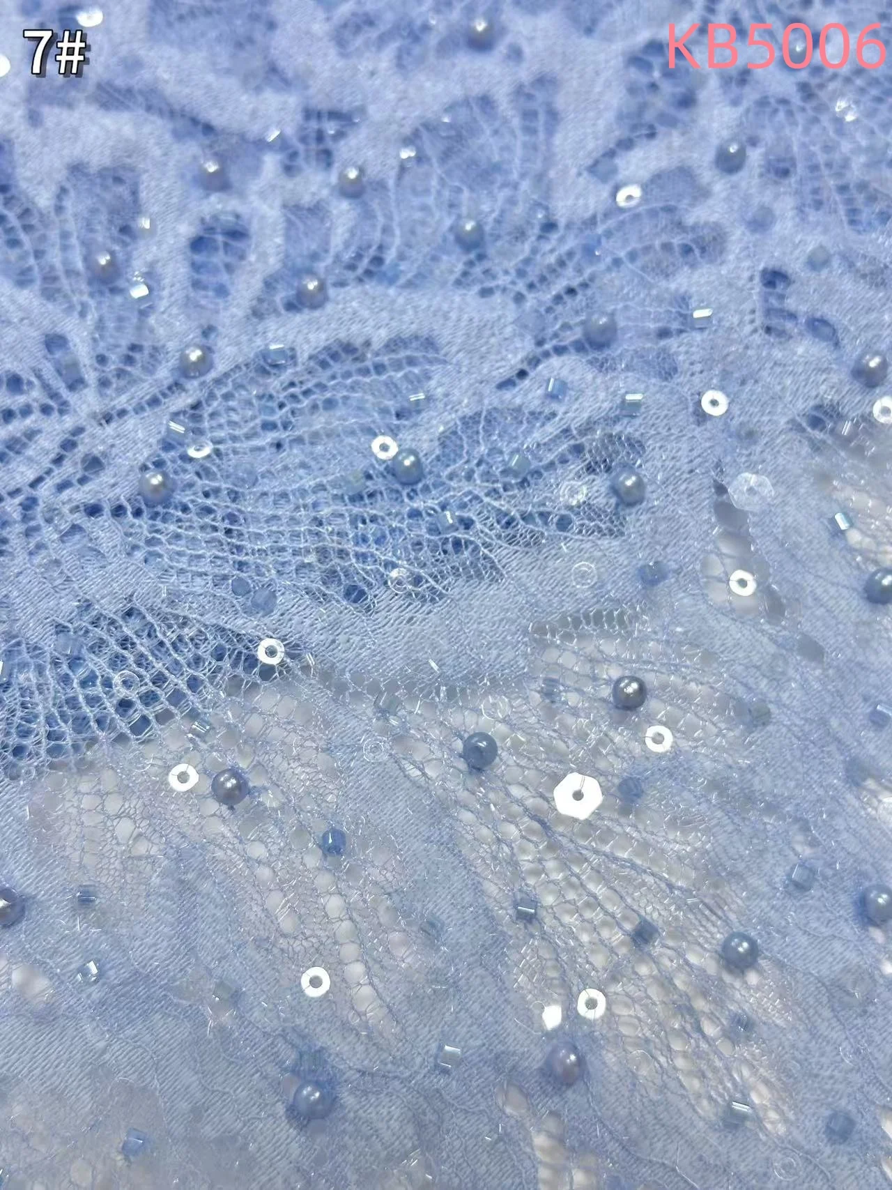 White Sequins Beaded Chantilly Lace Fabric African Lace Fabric 5 Yards High Quality 2025 Green Tulle Lace For Sewing KB5006