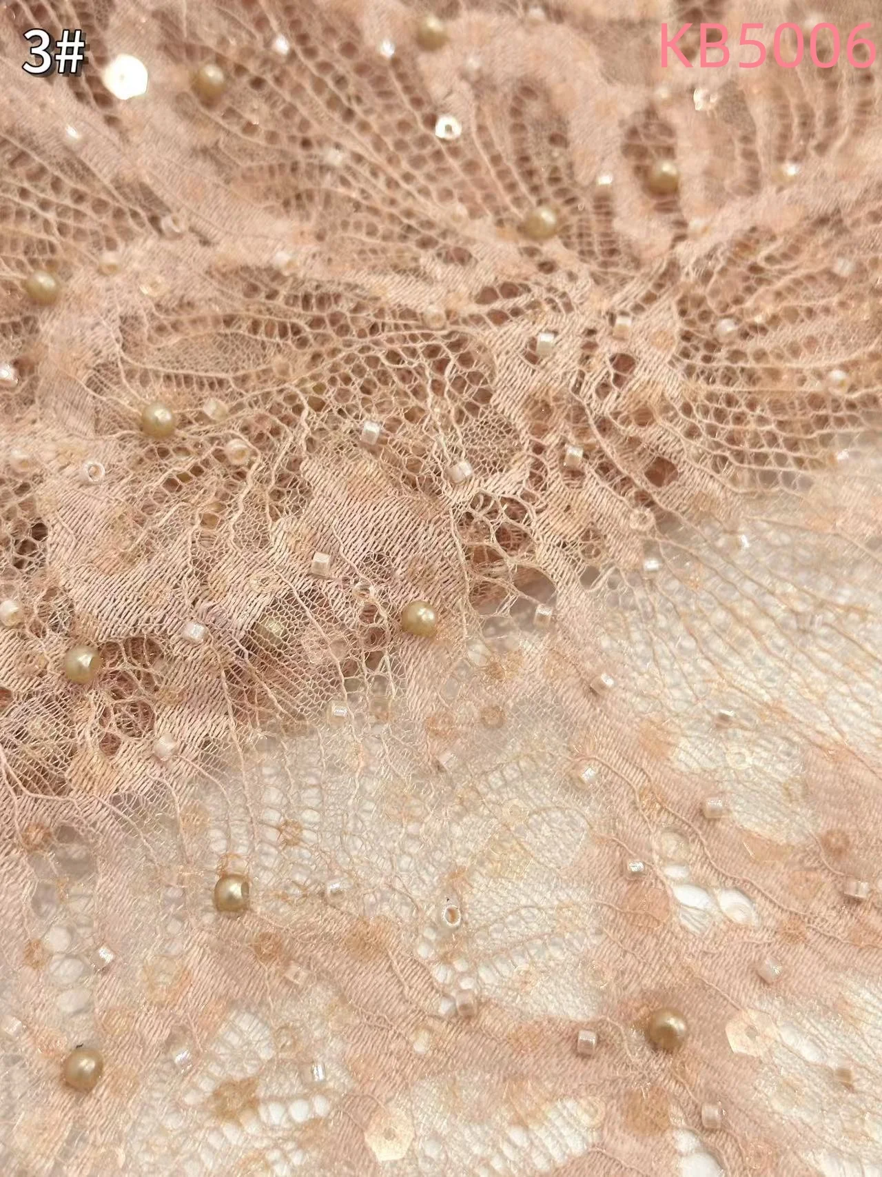 White Sequins Beaded Chantilly Lace Fabric African Lace Fabric 5 Yards High Quality 2025 Green Tulle Lace For Sewing KB5006