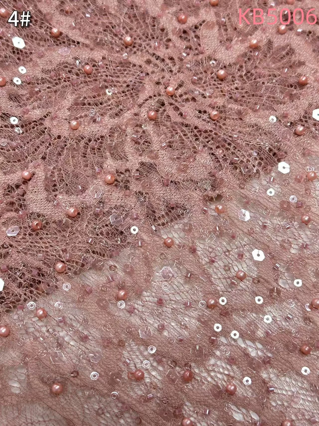 White Sequins Beaded Chantilly Lace Fabric African Lace Fabric 5 Yards High Quality 2025 Green Tulle Lace For Sewing KB5006