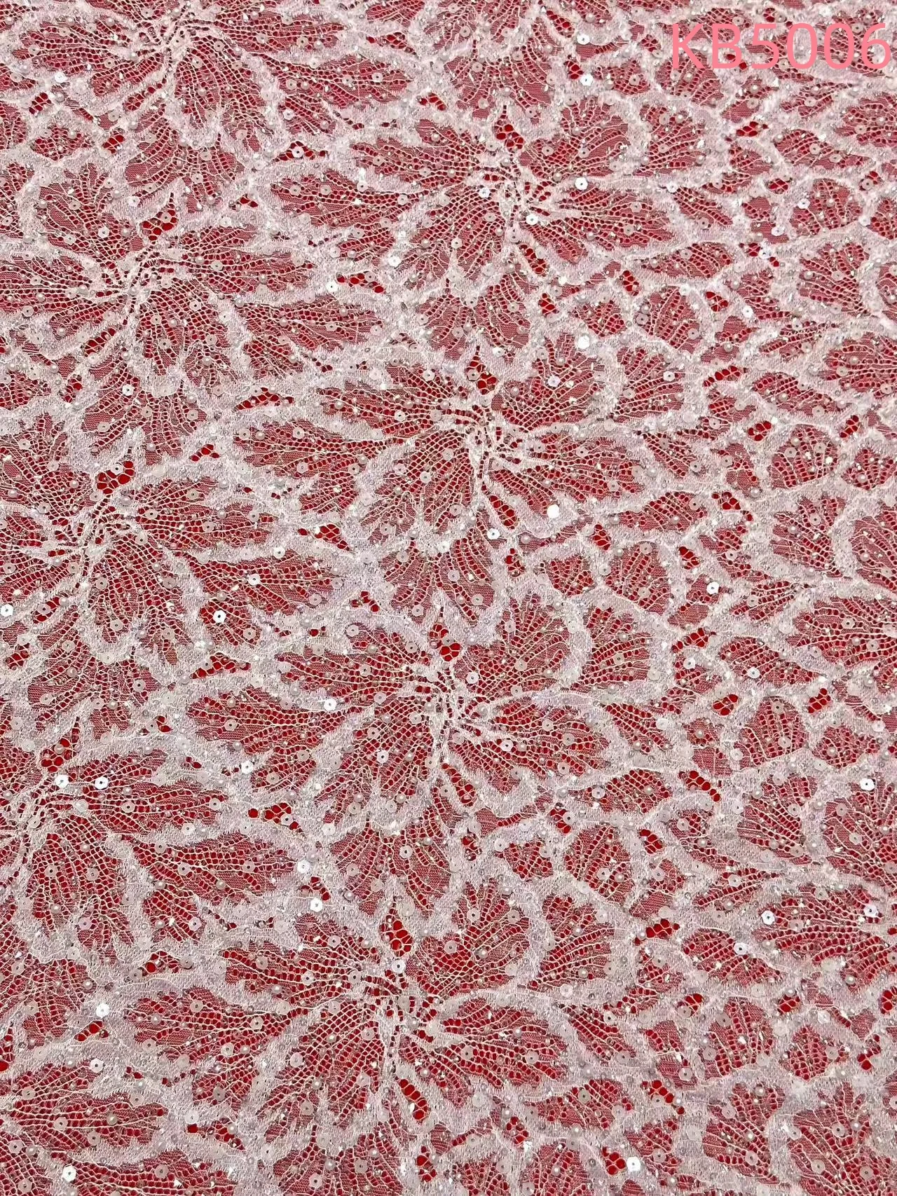 White Sequins Beaded Chantilly Lace Fabric African Lace Fabric 5 Yards High Quality 2025 Green Tulle Lace For Sewing KB5006