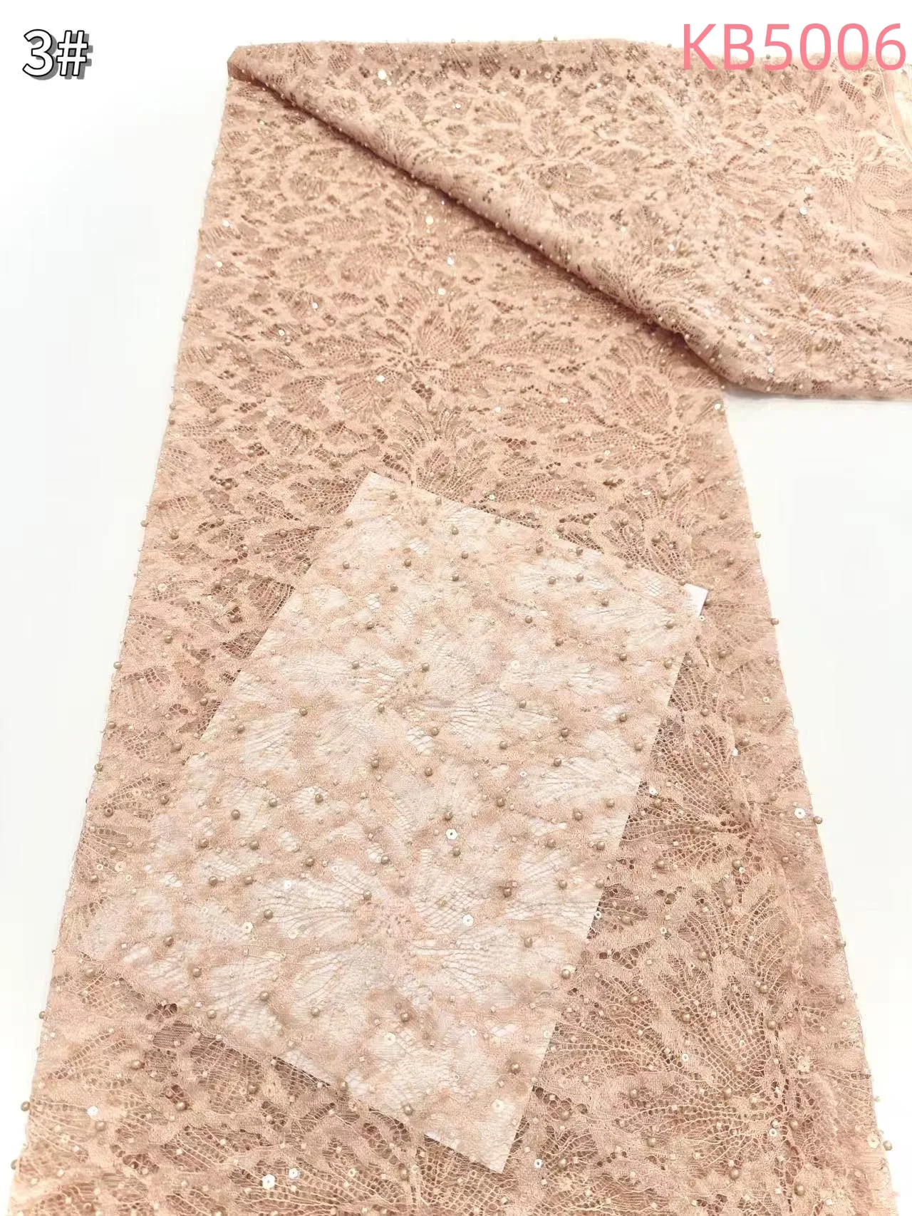 White Sequins Beaded Chantilly Lace Fabric African Lace Fabric 5 Yards High Quality 2025 Green Tulle Lace For Sewing KB5006