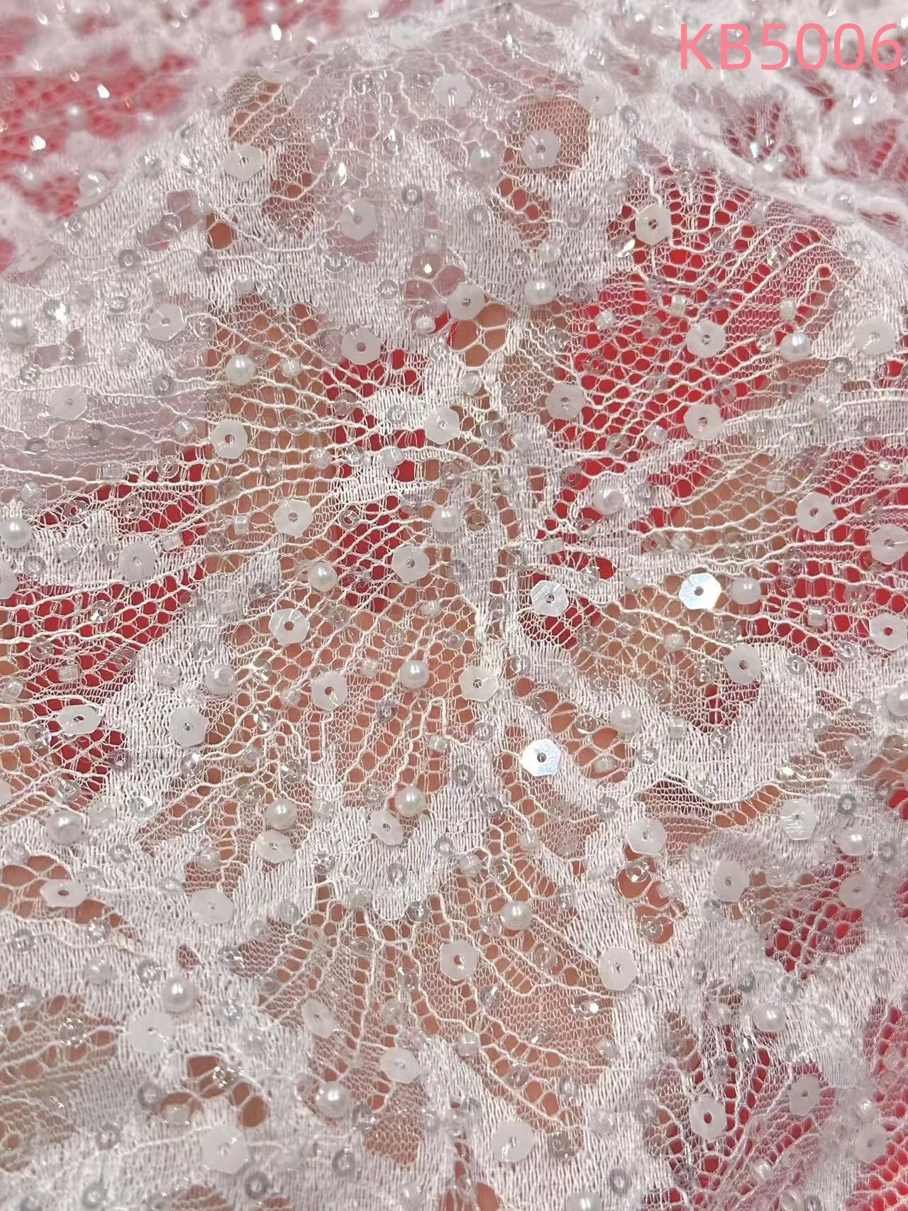 White Sequins Beaded Chantilly Lace Fabric African Lace Fabric 5 Yards High Quality 2025 Green Tulle Lace For Sewing KB5006