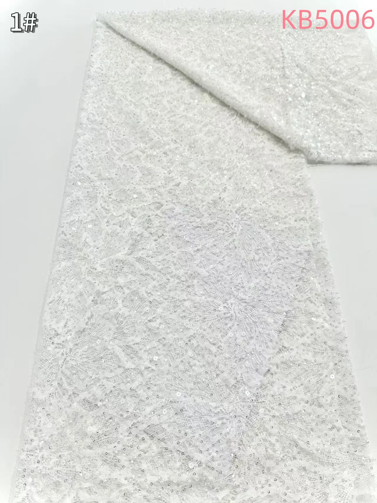 White Sequins Beaded Chantilly Lace Fabric African Lace Fabric 5 Yards High Quality 2025 Green Tulle Lace For Sewing KB5006