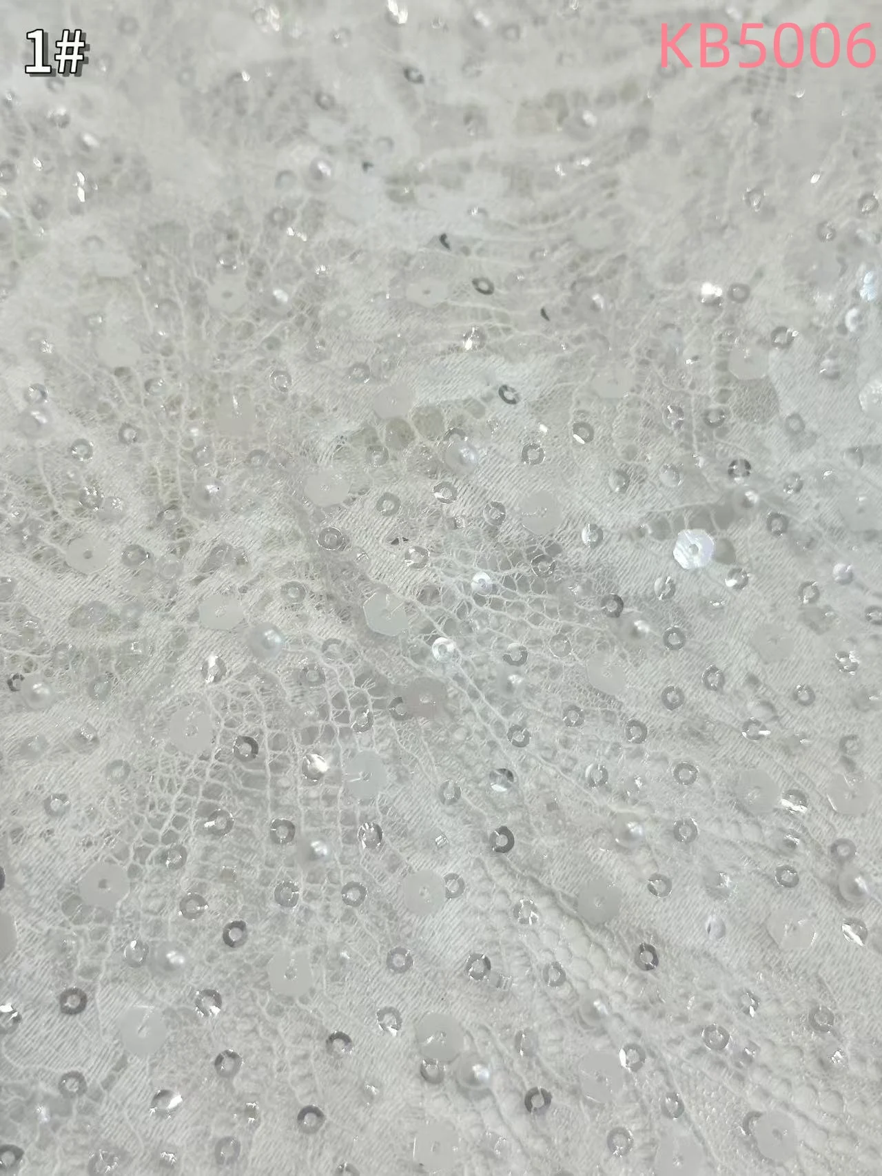 White Sequins Beaded Chantilly Lace Fabric African Lace Fabric 5 Yards High Quality 2025 Green Tulle Lace For Sewing KB5006