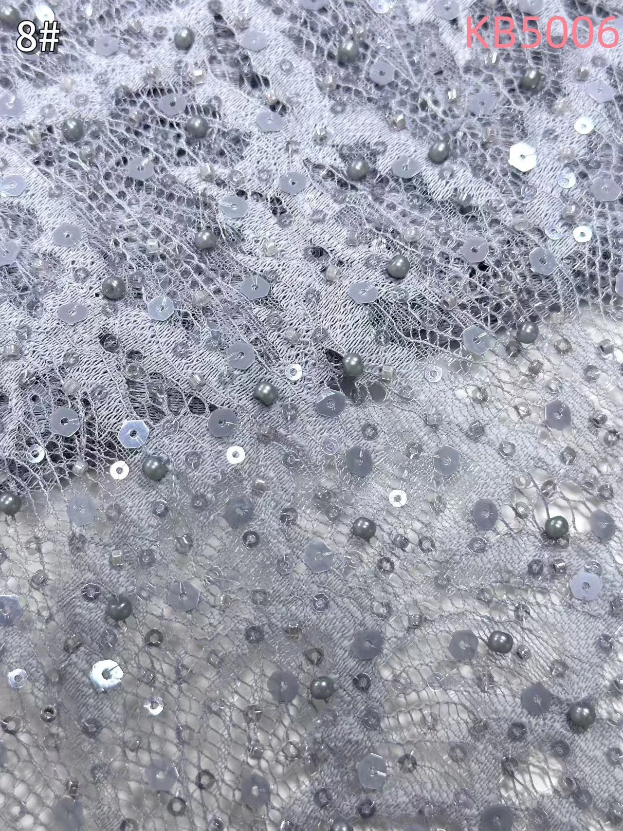 White Sequins Beaded Chantilly Lace Fabric African Lace Fabric 5 Yards High Quality 2025 Green Tulle Lace For Sewing KB5006