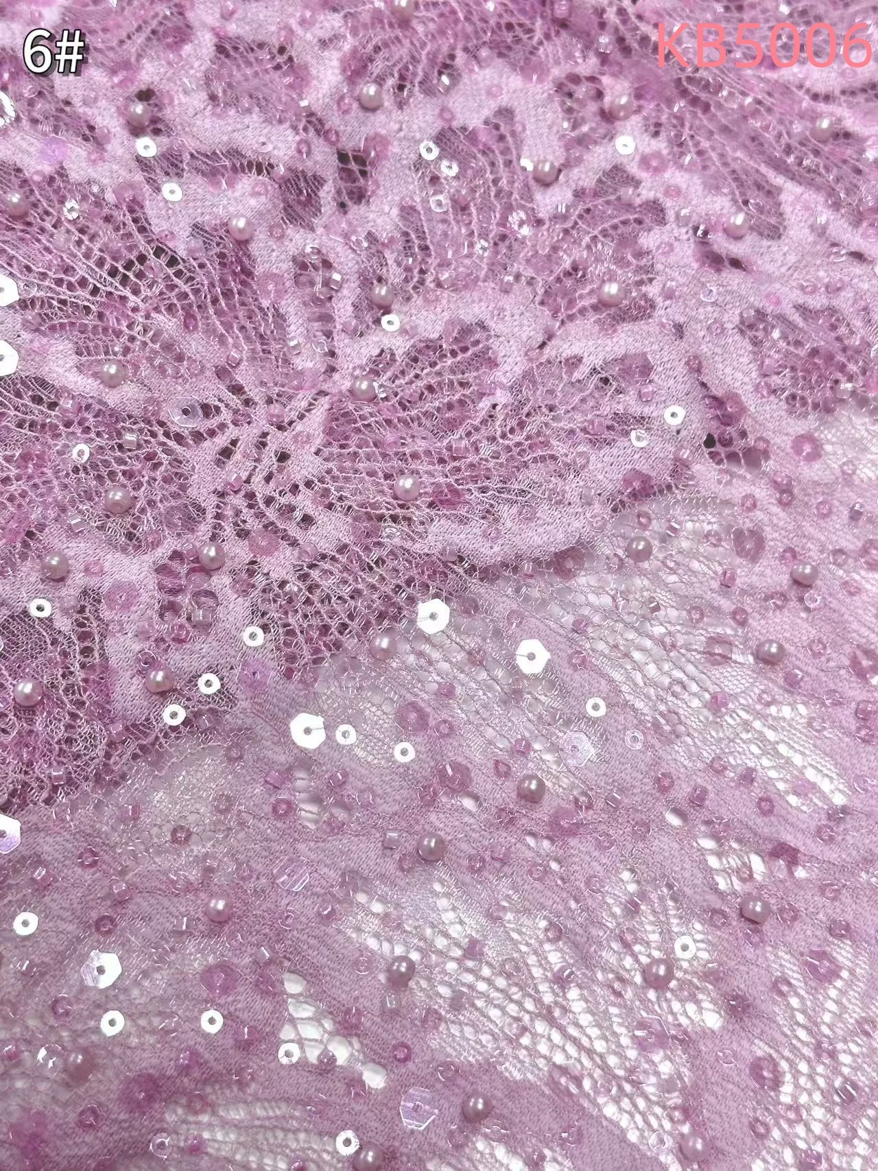 White Sequins Beaded Chantilly Lace Fabric African Lace Fabric 5 Yards High Quality 2025 Green Tulle Lace For Sewing KB5006