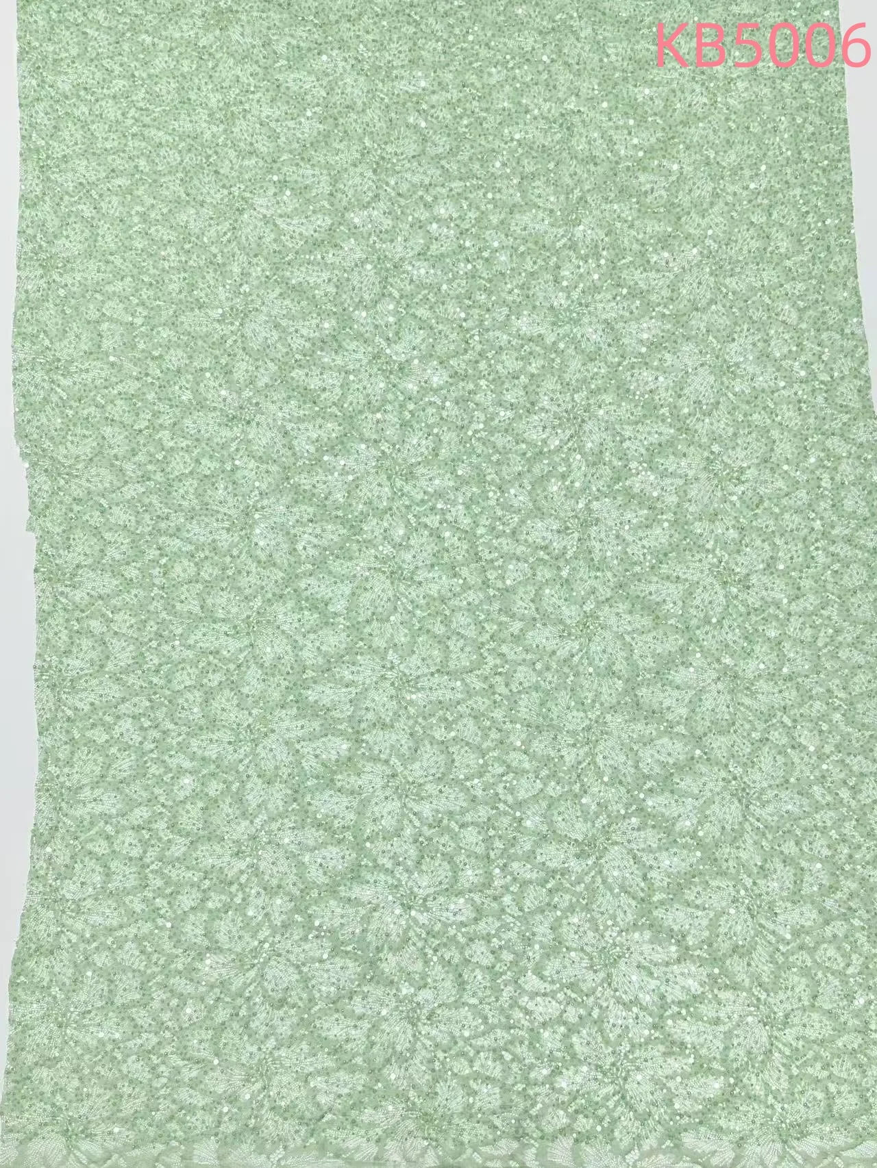 White Sequins Beaded Chantilly Lace Fabric African Lace Fabric 5 Yards High Quality 2025 Green Tulle Lace For Sewing KB5006