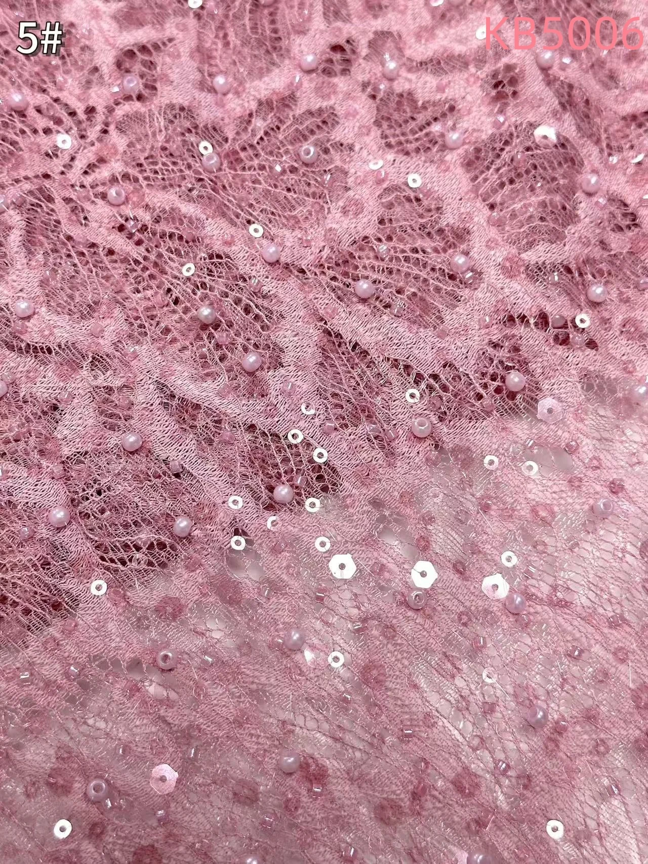 White Sequins Beaded Chantilly Lace Fabric African Lace Fabric 5 Yards High Quality 2025 Green Tulle Lace For Sewing KB5006
