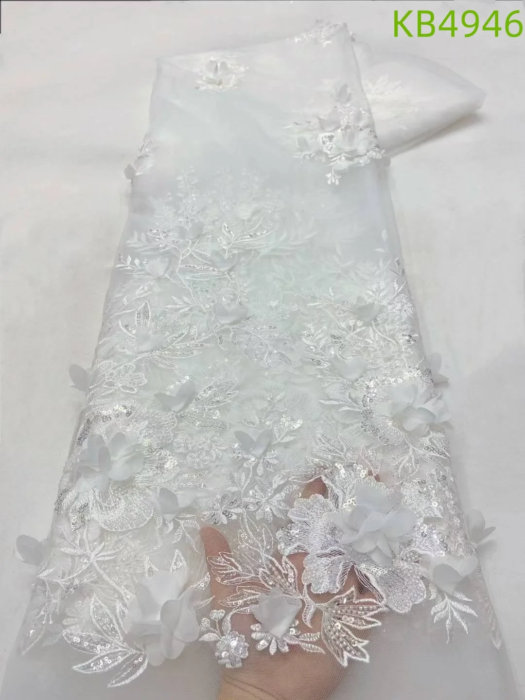3D Flower Embroidery Lace Purple Flower Beaded Fabric Lace Wedding Dress Gold French Lace Sequin Tulle Lace For Sewing KB2932