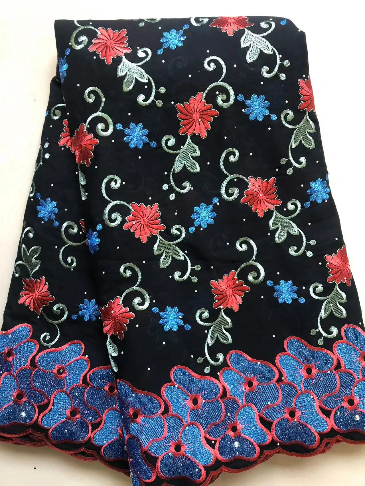 African Cotton Lace Fabric 2024 Swiss Voile 5 Yards Nigerian Cotton Lace Fabric With Stones Diy Dress for Wedding Party Sewing