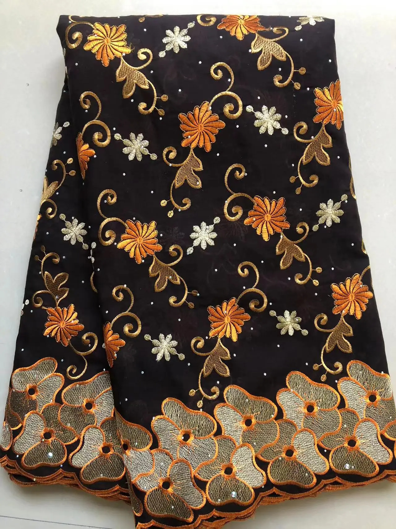 African Cotton Lace Fabric 2024 Swiss Voile 5 Yards Nigerian Cotton Lace Fabric With Stones Diy Dress for Wedding Party Sewing