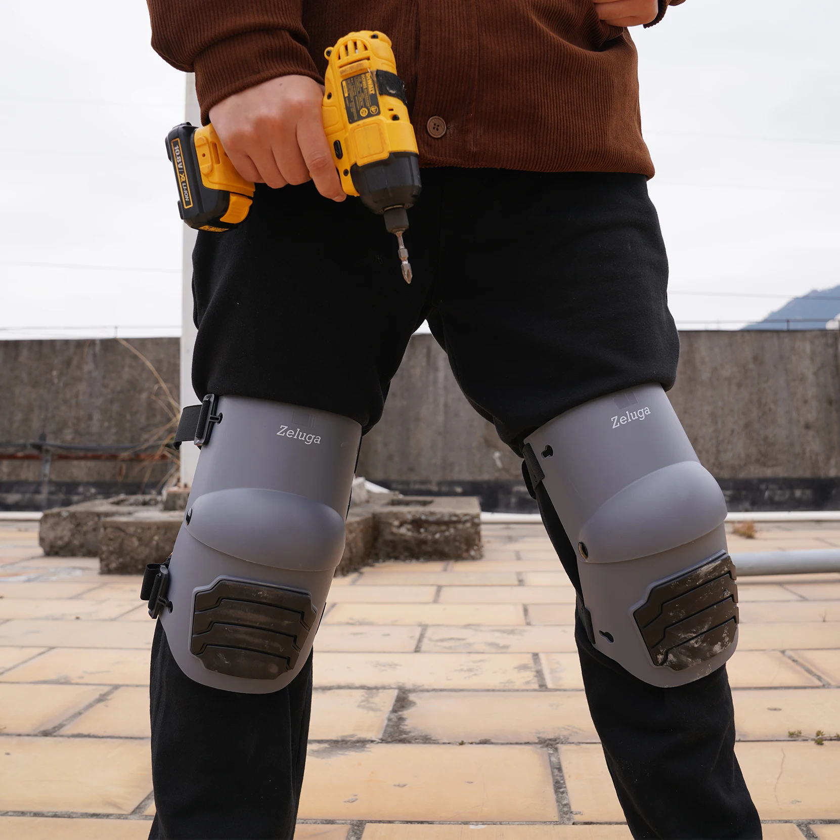 PRO Knee Pads for Work install Extra Gel For Construction Tiling Gardening Flooring Pro Protection - For Men And Women,Black