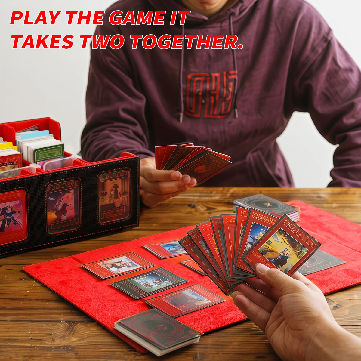 Leather Trading Card Storage Box 4 Rows Magnetic Closure Game Cards Box With Viewing Windows Card and Note Storage Supplies