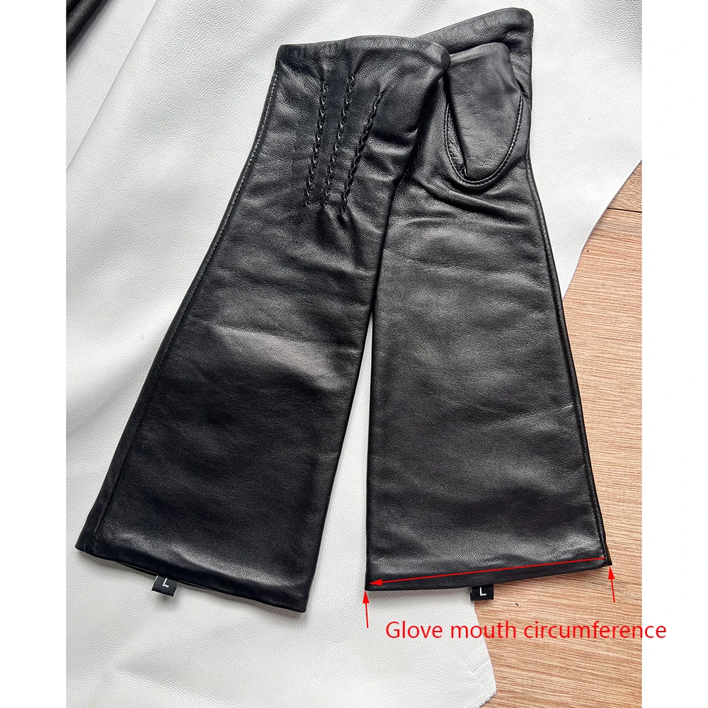 Men's Fingerless Gloves Women's Half-fingerless Gloves Black Sheepskin 29cm Length Leather Gloves Windproof Driving Gloves Black