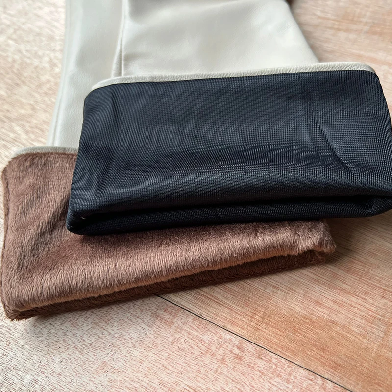 Men's Fingerless Gloves Women's Half-fingerless Gloves Black Sheepskin 29cm Length Leather Gloves Windproof Driving Gloves Black
