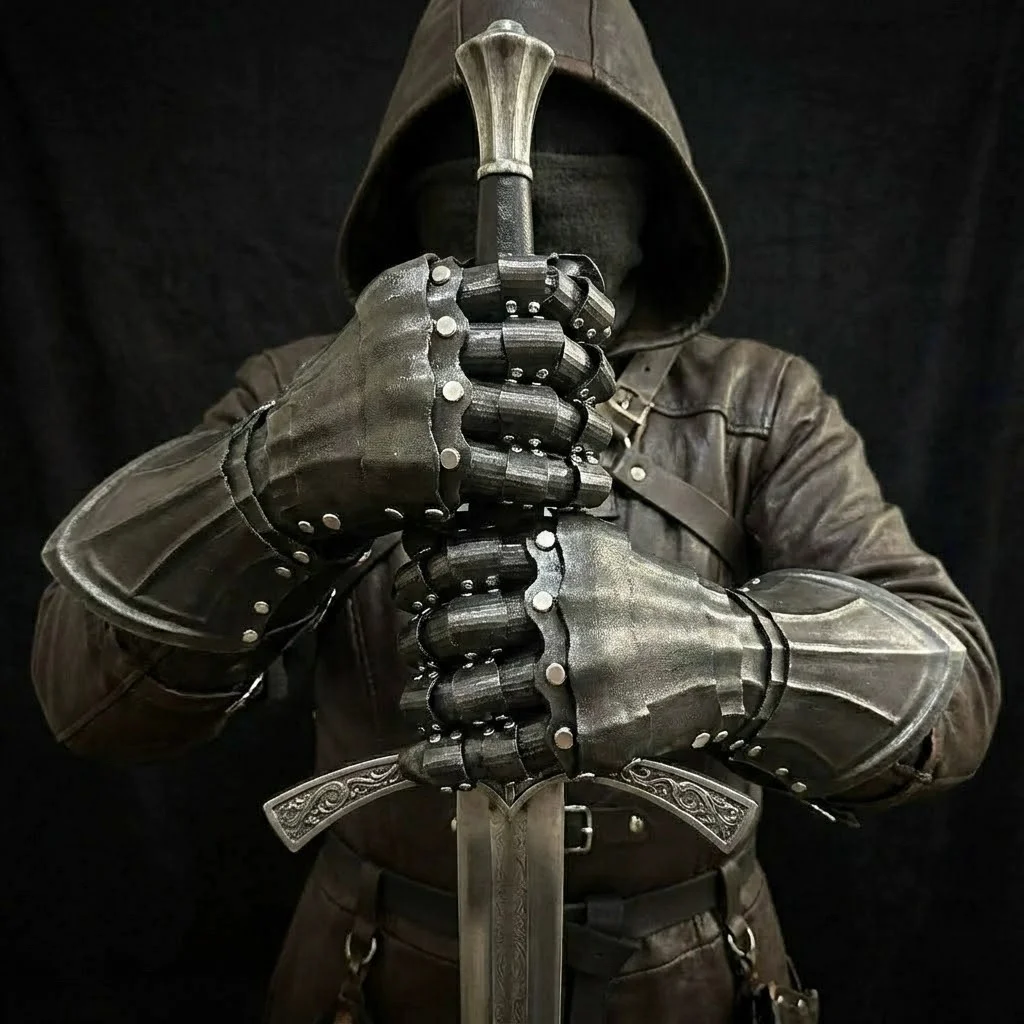 3D Printing Techwear Cyberpunk Mechanical Arm Armor Long Glove Retro Handsome Cosplay Costume Gift For Man