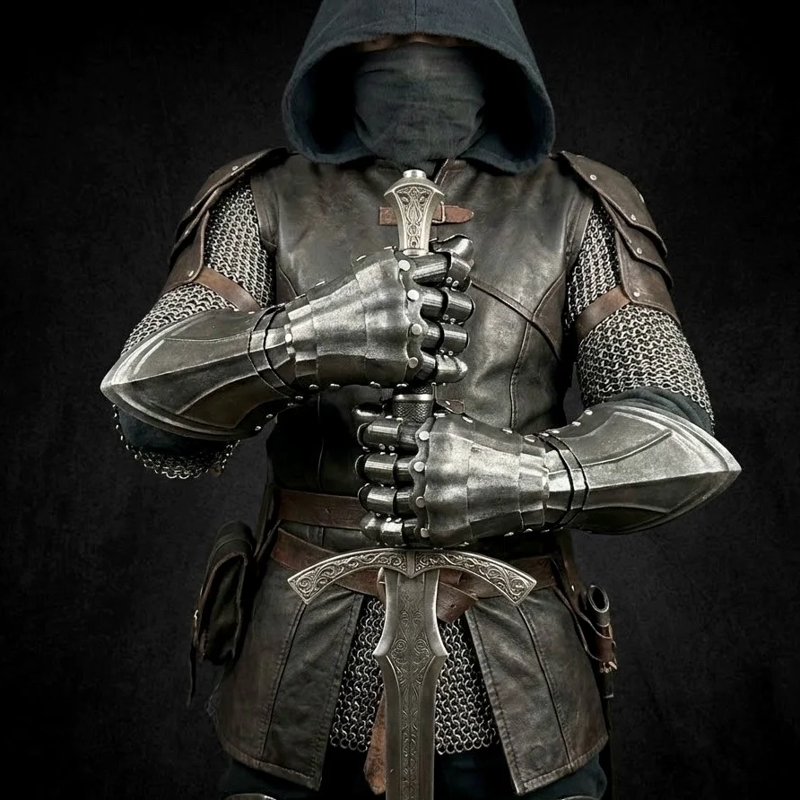 3D Printing Techwear Cyberpunk Mechanical Arm Armor Long Glove Retro Handsome Cosplay Costume Gift For Man