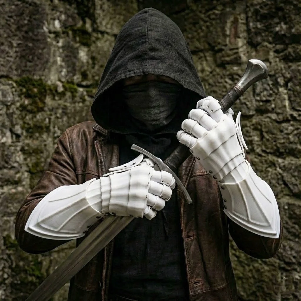 3D Printing Techwear Cyberpunk Mechanical Arm Armor Long Glove Retro Handsome Cosplay Costume Gift For Man