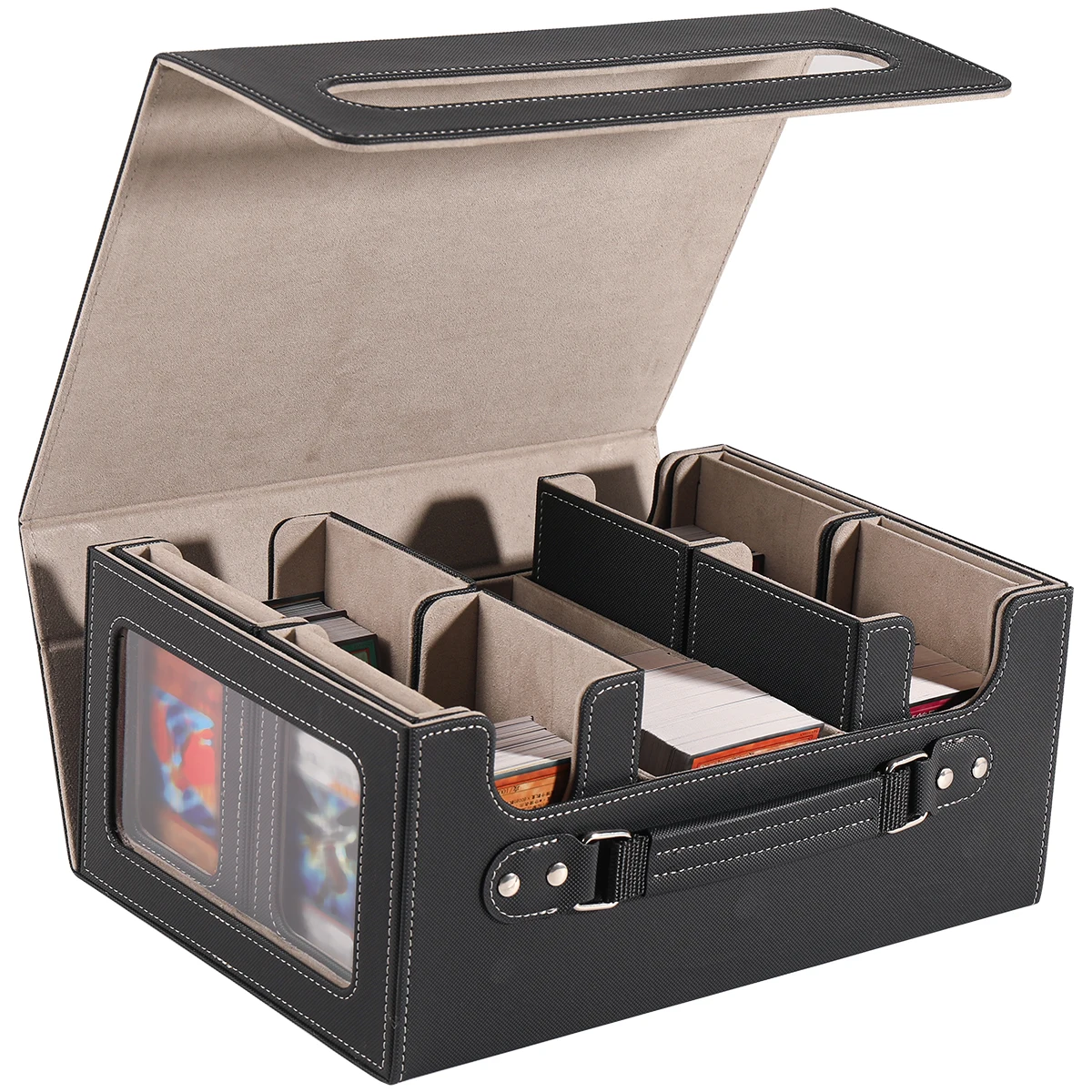 Card Box, Three Rows and Four Drawers Handheld Card Box, Multiple Colors to Choose from, Convenient for Going out and Storage
