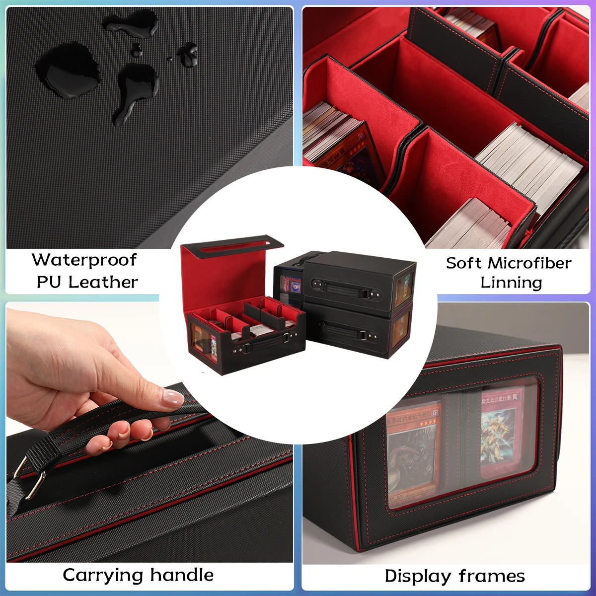 Card Box, Three Rows and Four Drawers Handheld Card Box, Multiple Colors to Choose from, Convenient for Going out and Storage