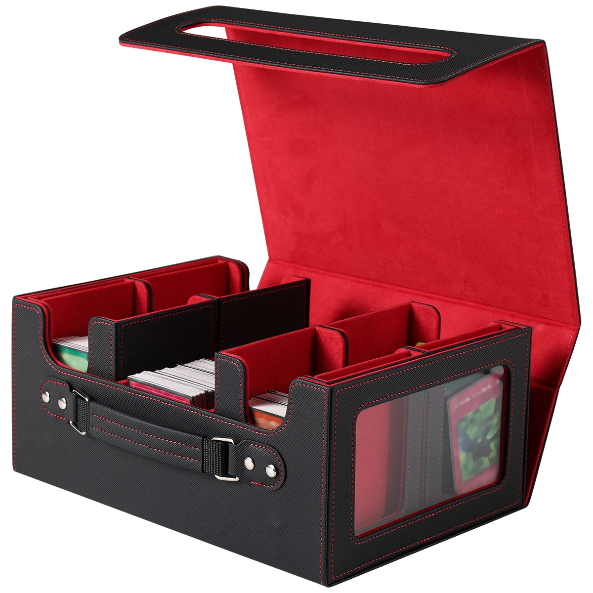 Card Box, Three Rows and Four Drawers Handheld Card Box, Multiple Colors to Choose from, Convenient for Going out and Storage