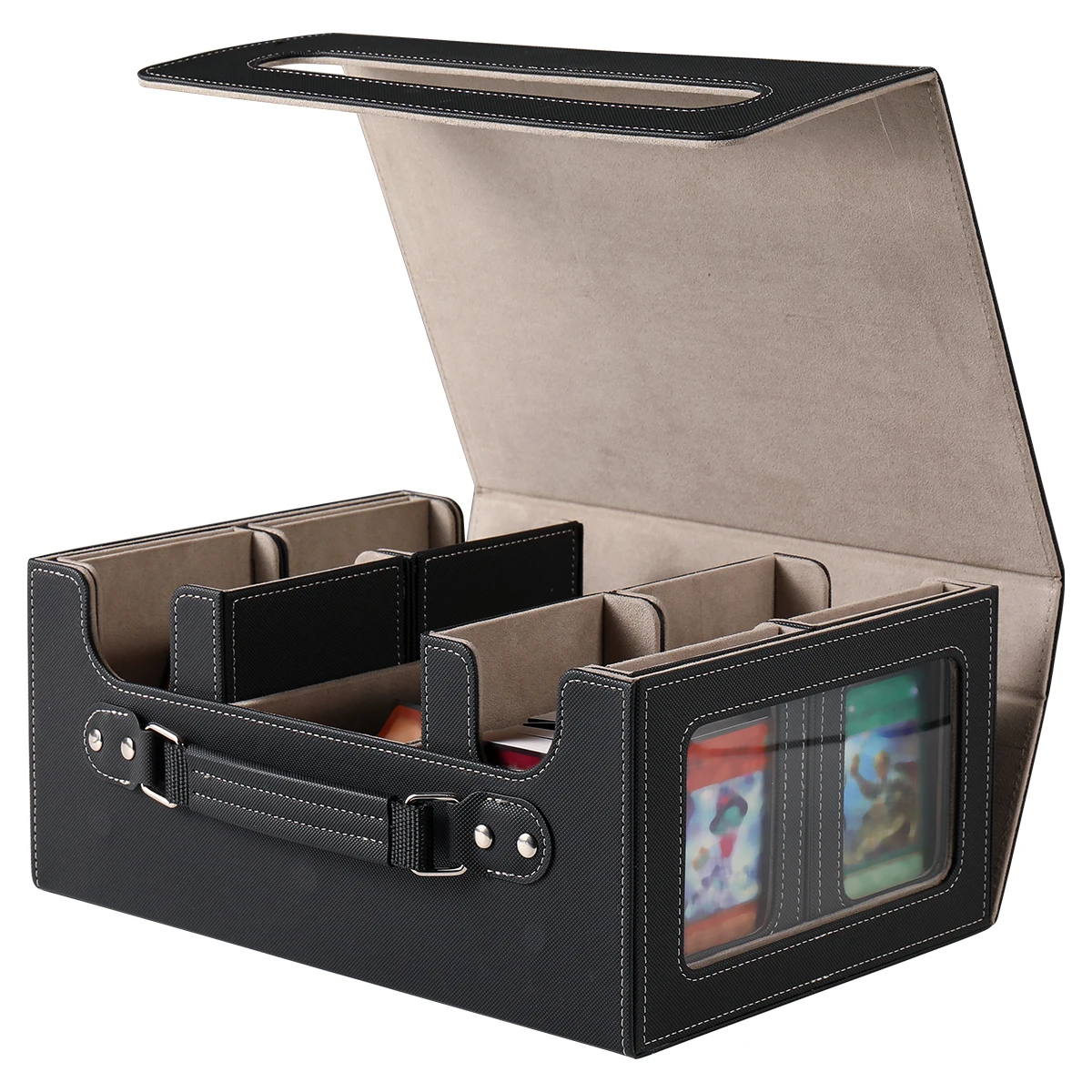 Card Box, Three Rows and Four Drawers Handheld Card Box, Multiple Colors to Choose from, Convenient for Going out and Storage