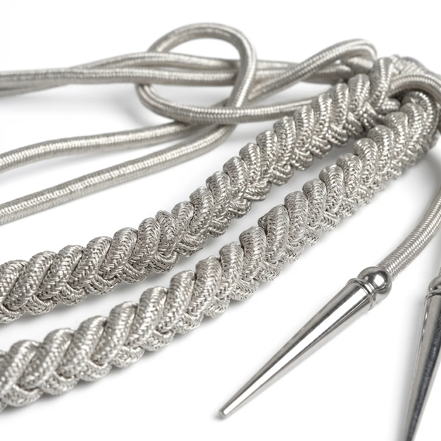 Handmade Silver Shoulder Epaulettes & Metallic Aiguillette for Formal Dress, Guard Uniform, Film Collection