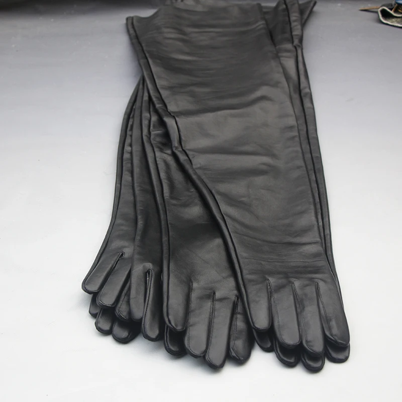 Customize Men's Gloves Real Leather Extra Long Straight Style Sheepskin Winter Warm Cuff New Women's Long Glove Opera