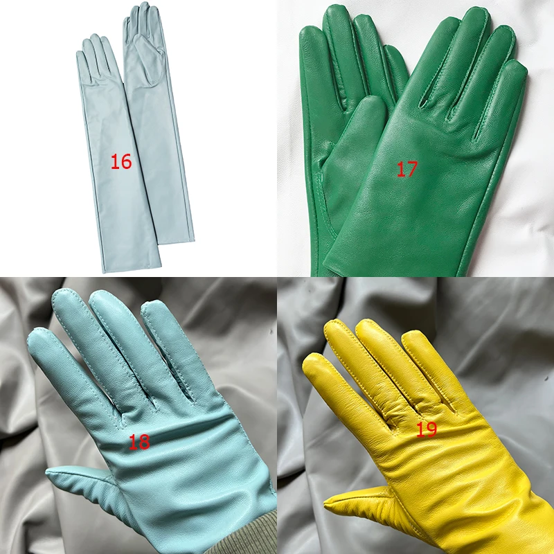 Customize Men's Gloves Real Leather Extra Long Straight Style Sheepskin Winter Warm Cuff New Women's Long Glove Opera