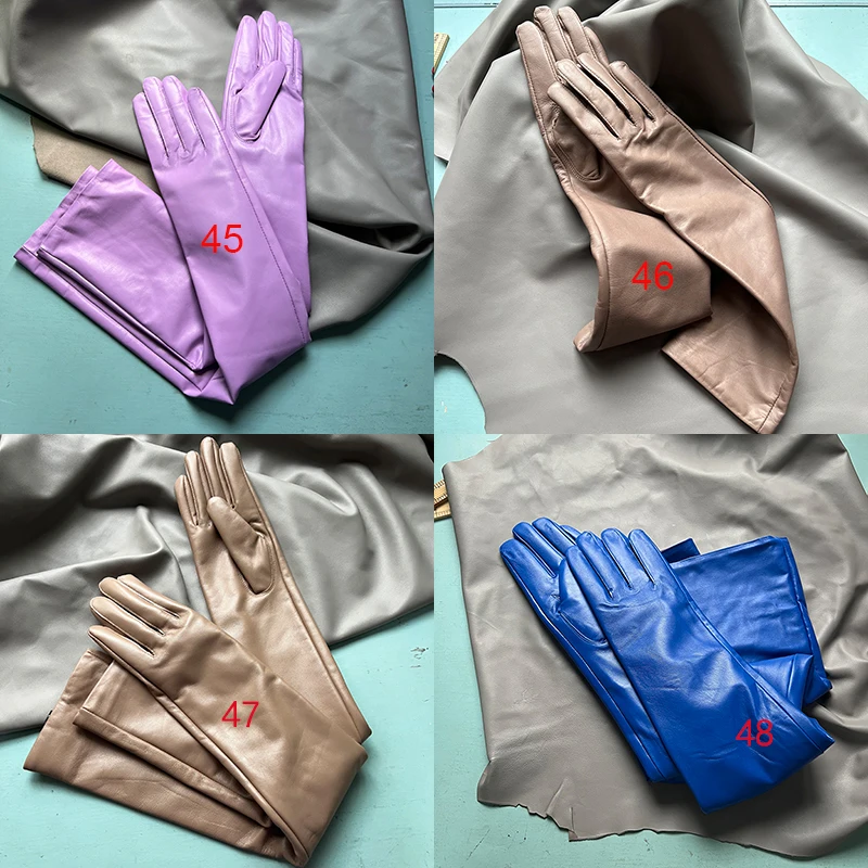 Customize Men's Gloves Real Leather Extra Long Straight Style Sheepskin Winter Warm Cuff New Women's Long Glove Opera