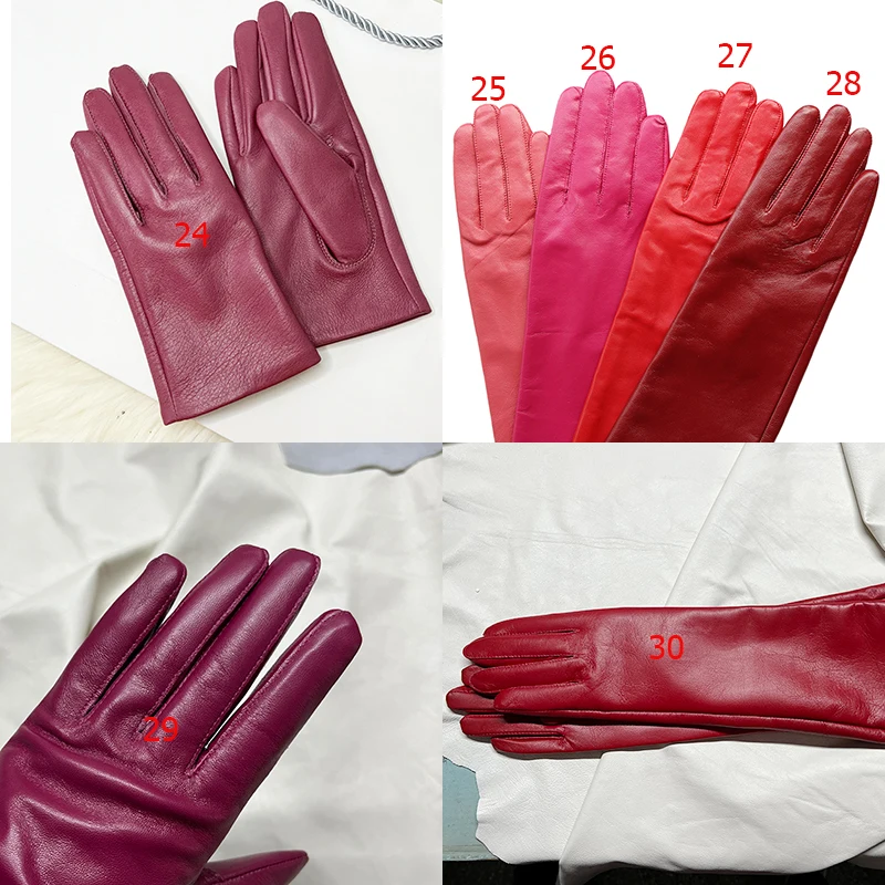 Customize Men's Gloves Real Leather Extra Long Straight Style Sheepskin Winter Warm Cuff New Women's Long Glove Opera
