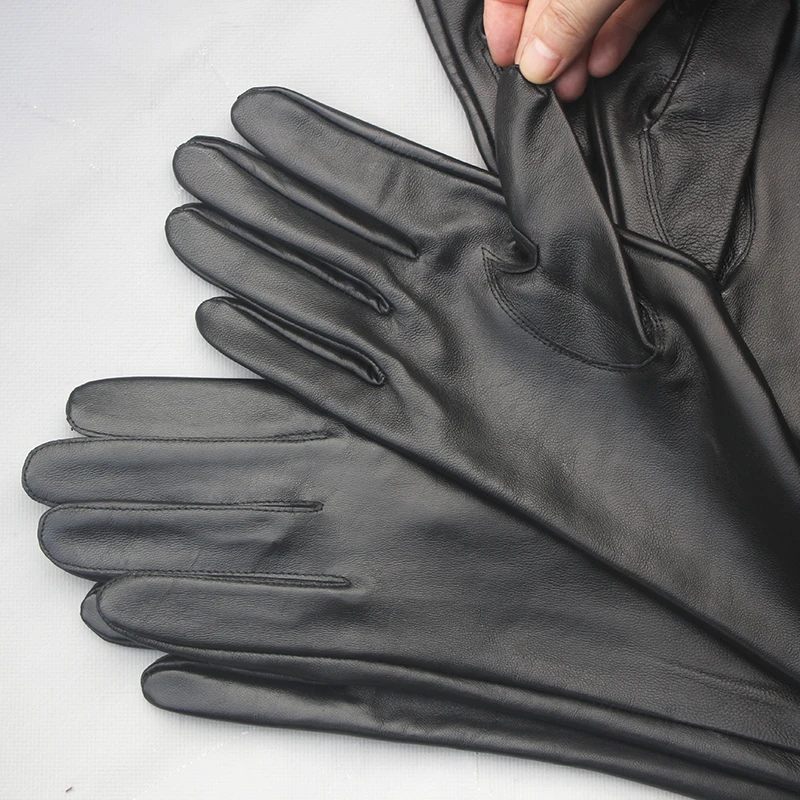 Customize Men's Gloves Real Leather Extra Long Straight Style Sheepskin Winter Warm Cuff New Women's Long Glove Opera