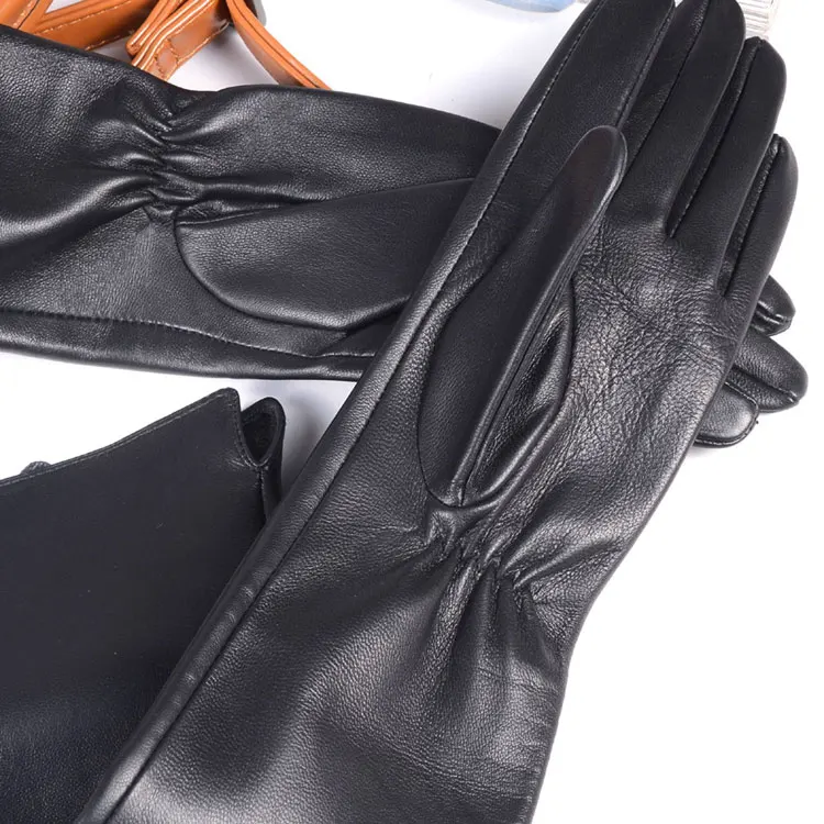 30cm-80cm Women's Ladies Real leather Double sides Leather Unlined Overlength Party Evening gloves long gloves Customizable