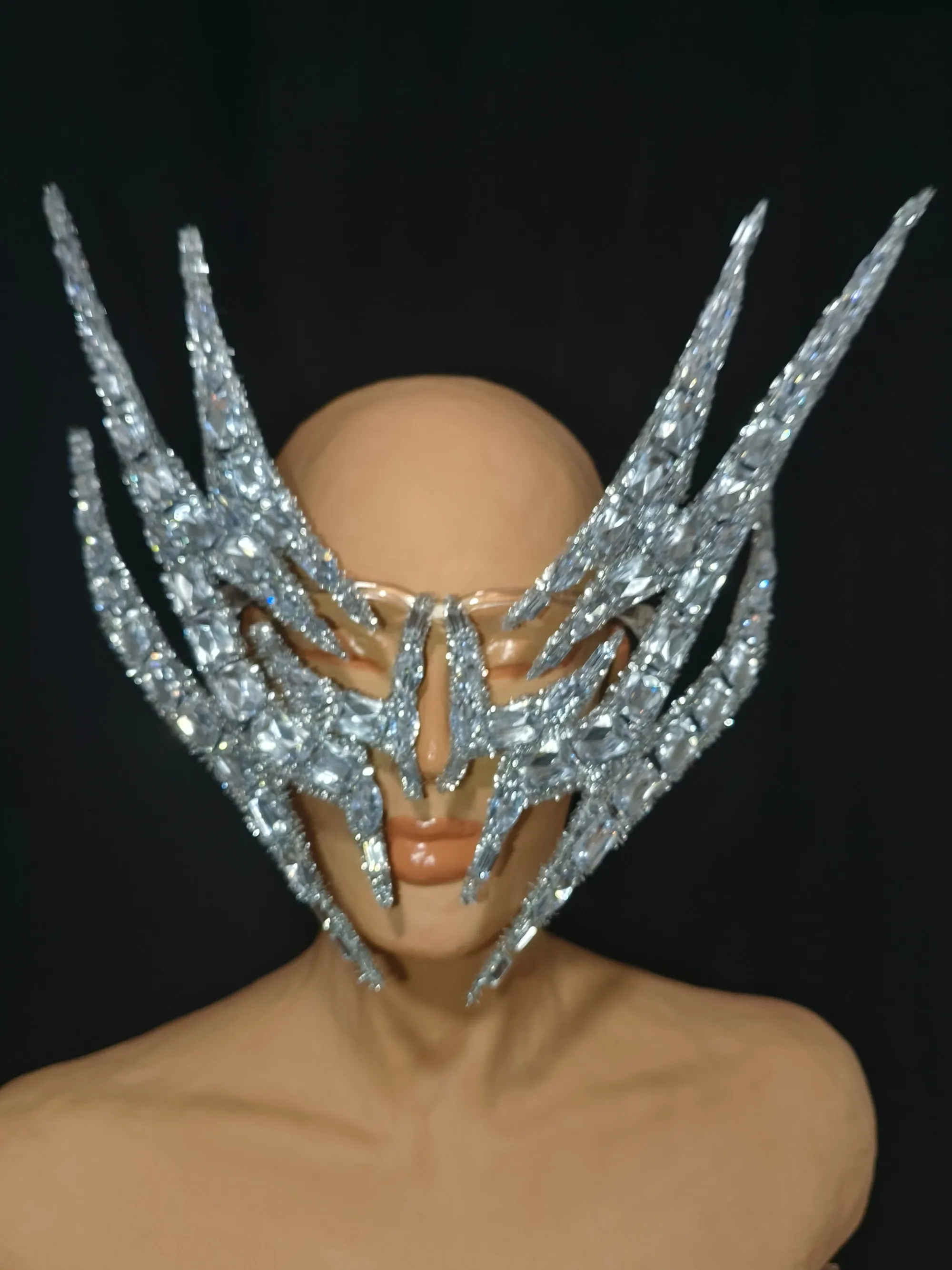 Rhinestone Eye Mask Women Unisex Club Party Prom Crystal Glasses Halloween Masquerade Fancy Ball Stage Show Performance Mask