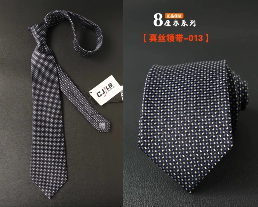 High Quality 100% Silk Striped Checkered Pattern Tie For Men's Business Banquet Shirt Accessories 8CM Wide Real Silk Necktie