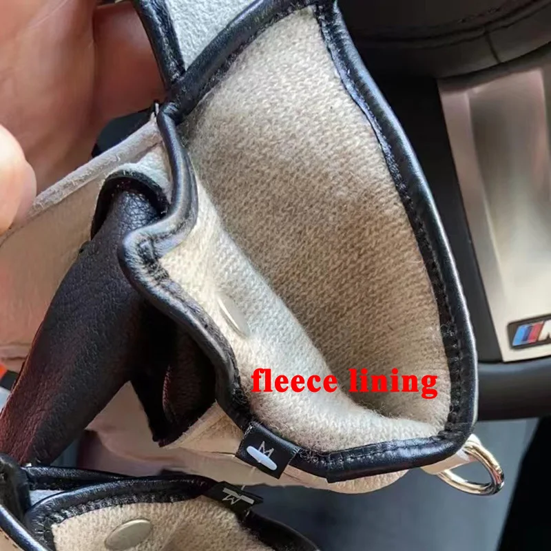 Men Genuine Leather Motorcycle Gloves Male Winter Warm Skeleton Plus Fleece Lined Mittens Tactical Handschuhe Screen Touched