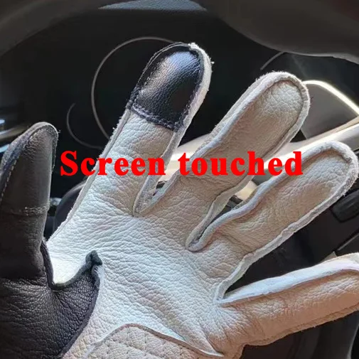 Men Genuine Leather Motorcycle Gloves Male Winter Warm Skeleton Plus Fleece Lined Mittens Tactical Handschuhe Screen Touched