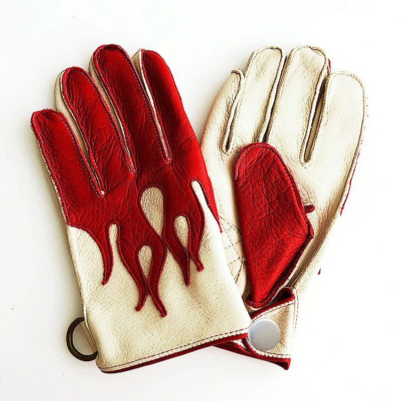 Men Genuine Leather Motorcycle Gloves Male Winter Warm Skeleton Plus Fleece Lined Mittens Tactical Handschuhe Screen Touched
