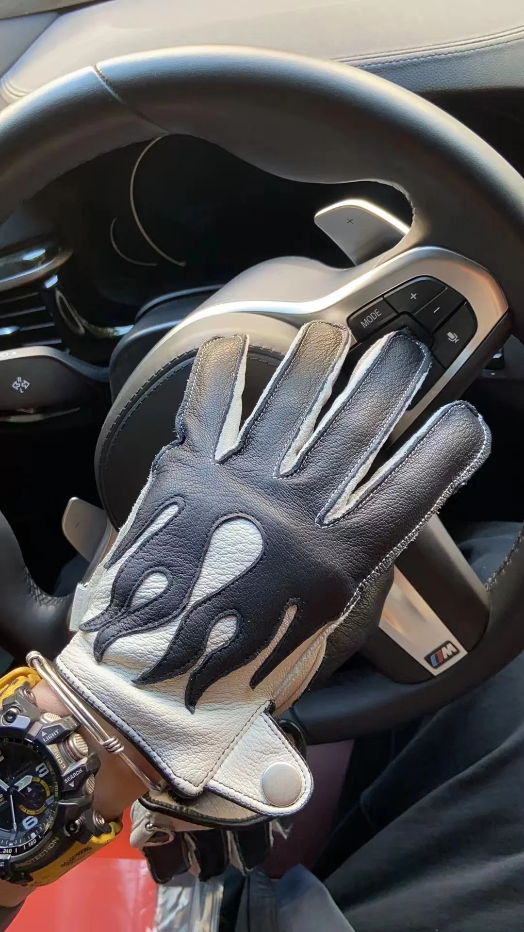 Men Genuine Leather Motorcycle Gloves Male Winter Warm Skeleton Plus Fleece Lined Mittens Tactical Handschuhe Screen Touched