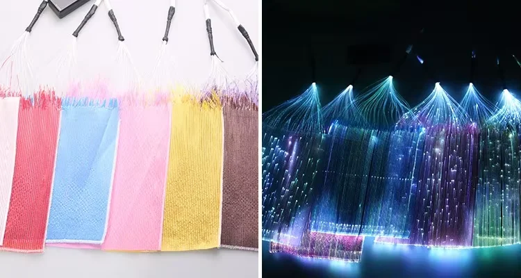 140cmx100cm RGB Luminous LED Light Fiber Optic Fabric for Glowing Shoes Clothes Bags - 4.59ftx3.28ft Size