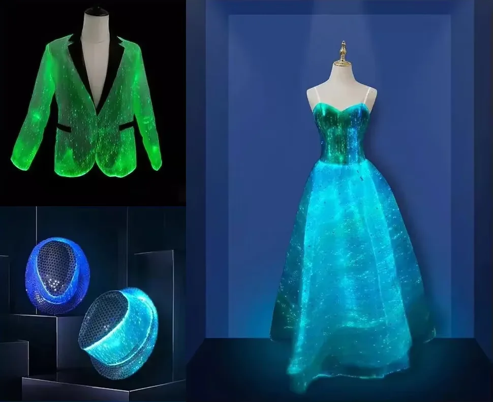 140cmx100cm RGB Luminous LED Light Fiber Optic Fabric for Glowing Shoes Clothes Bags - 4.59ftx3.28ft Size